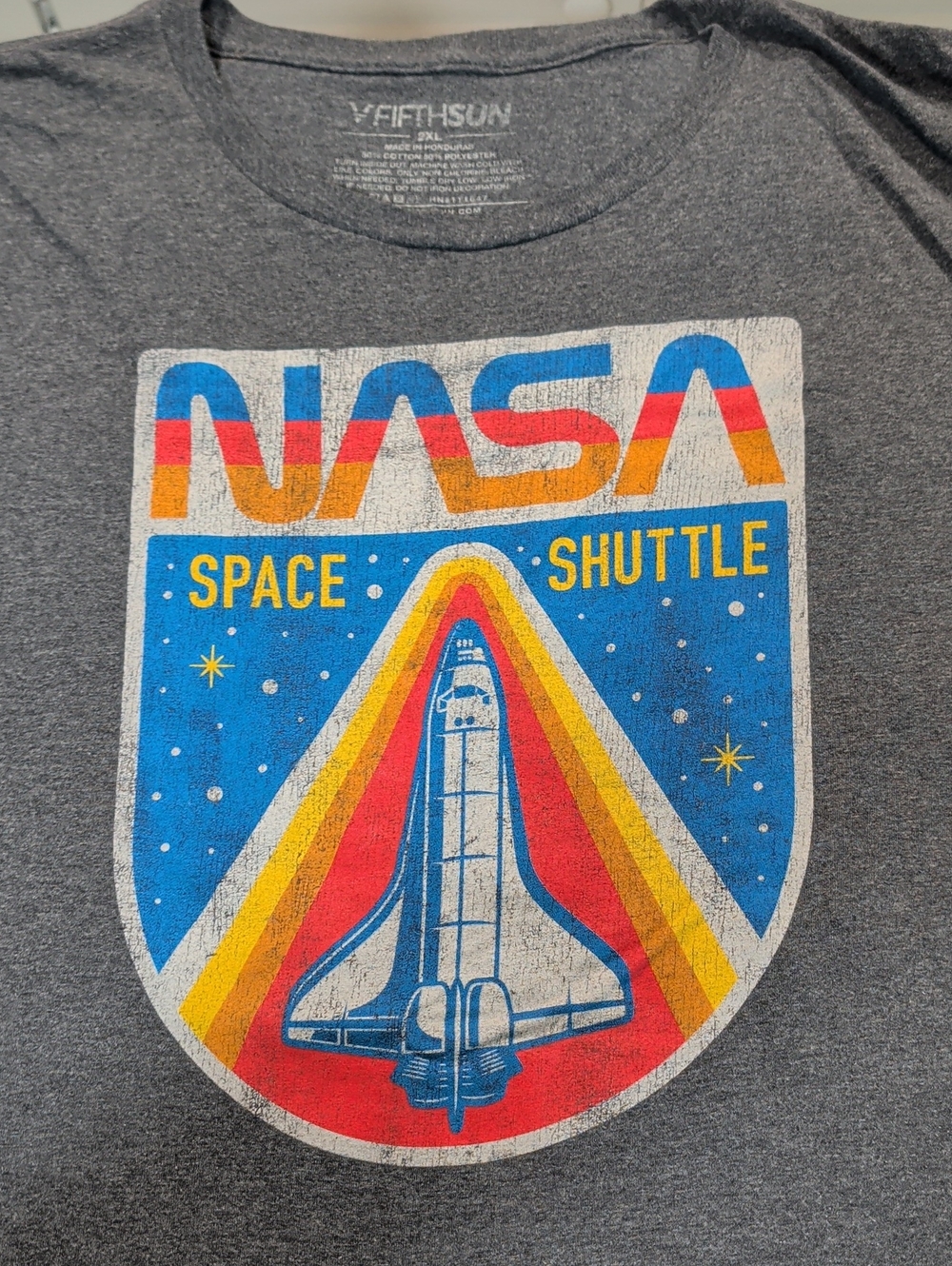 Fifth Sun Dark Gray Crewneck Tee with Subtle Interior Print